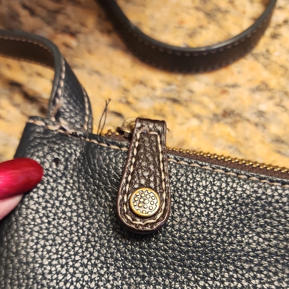 Chala Blue and Brown Crossbody Bag with Leaf and Dragonfly Accents - Picture 6 of 13